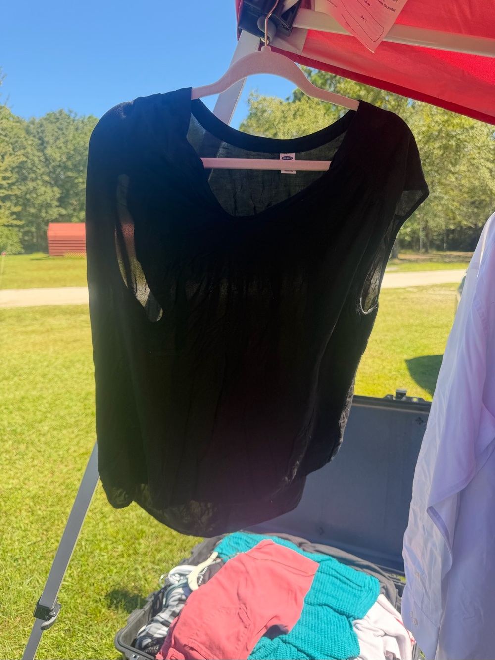 Old Navy Black Sheer Cap-Sleeve Blouse